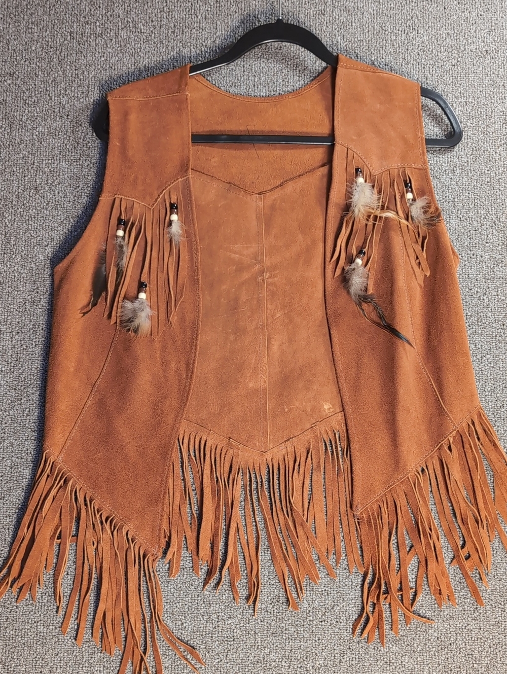 Vintage HB Native American Indian Leather Vest And Wrap Skirt Set Western Boho - Picture 3 of 17